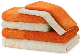 Оранжеви/бежови памучни хавлии и кърпи за баня в комплект от 6 бр. от тери Bellis – Restilo