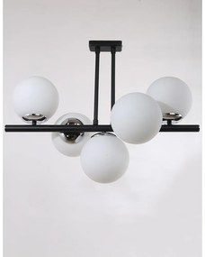 Черно-бяла лампа за таван със стъклен абажур ø 15 cm Sail - Squid Lighting