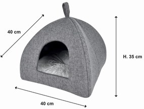 Сиво легло за котка тип палатка 40x40 cm – Love Story