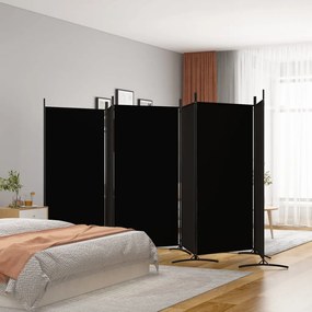 Sonata H Параван за стая, 6 панела, черно, 520x180 cм, текстил