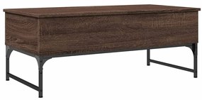 845380 vidaXL Кафе маса, кафяв дъб, 100x50x40 см, инженерно дърво и метал