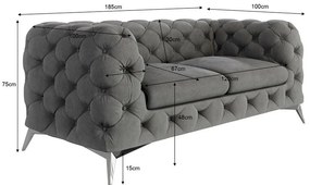 Сив кадифен диван 185 cm Chelsea – Ropez
