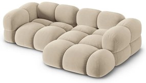 Бежов кадифен ъглов диван (десен ъгъл) Loretto – Cosmopolitan Design