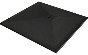 Mexen Stone+ квадратен композитен душ с размери 90 x 90 см, черен, черна маска - 44709090-B