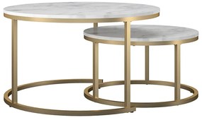 Бели/златисти кръгли масички за кафе в комплект от 2 бр. от декор от мрамор ø 79 cm Amelia – CosmoLiving by Cosmopolitan