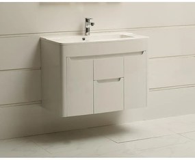 Висящ конзолен шкаф за баня ICP 8562 "САВАНА" Inter Ceramic, 85x62x49см, с умивалник, PVC, бял, с две врати и две чекмеджета