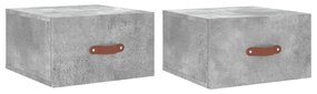 829781 vidaXL Нощни шкафчета за стенен монтаж 2 бр бетонно сиви 35x35x20 см