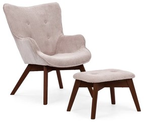 Светлорозов фотьойл с табуретка от рипсено кадифе Niko – Ropez