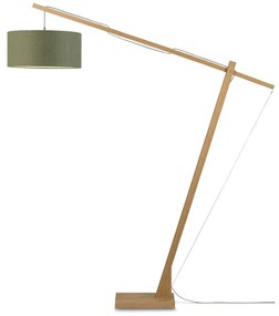 Подова лампа с тъмнозелен абажур и бамбукова конструкция Montblanc - Good&amp;Mojo