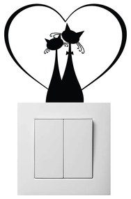 Черен стикер за превключвател Cat Couple - Ambiance