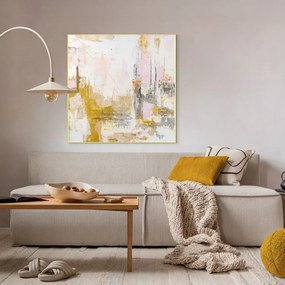 Печатна/с ръчно рисувани елементи картина с включена рамка/върху платно 102x102 cm New Age Yellow – Malerifabrikken