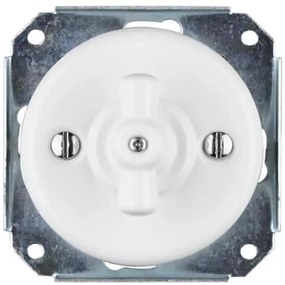 Bohemia-Design - Порцеланов ретро ротационен превключвател без рамка № 1 бял