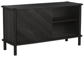 Черна витрина от масивен дъб с плъзгащи се врати 135x73,5x48 cm Italic – UMAGE