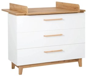 Бял нисък скрин от дъб с маса за преповиване 118x104 cm Finn - Roba