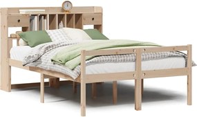 3322059 vidaXL Легло с етажерка за книги, без матрак, 160x200 см, бор масив