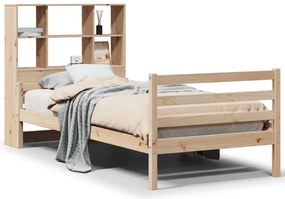 3322231 vidaXL Легло с рафтове за книги, без матрак, 90x200 см, бор масив