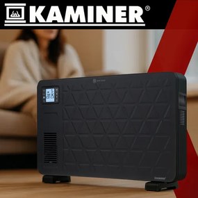 Електрически конвектор Kaminer Ziflo 2300W — С WiFi управление, термостат и дистанционно, черен