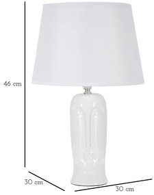 Бяла керамична настолна лампа с текстилен абажур (височина 46 см) Statua - Mauro Ferretti