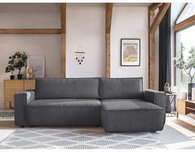 Тъмносив велурен разтегателен диван Nihad - Bobochic Paris