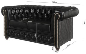 Черен разтегателен диван от изкуствена кожа 148 cm York - Ropez