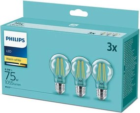 КОМПЛЕКТ 3x LED крушки VINTAGE Philips E27/8,5W/230V 2700K