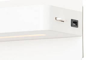 Модерна стенна лампа бяла с LED с USB и превключвател - Ted