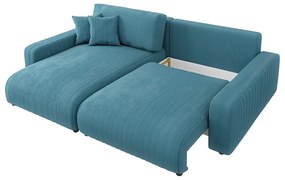 Тюркоаз сгъваем ъглов диван от рипсено кадифе Sara – Ropez