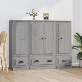 3185301 vidaXL Високи шкафове, 3 бр, сив сонома, инженерно дърво