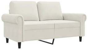 359527 vidaXL 2-местен диван, кремав, 120 см, кадифе