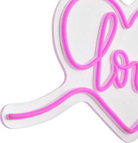 Неоновa стенна лампа розова с LED - Love