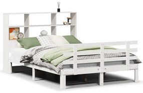 3322758 vidaXL Легло с етажерка за книги, без матрак, 140x200 см, бор масив