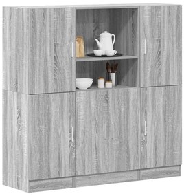 3324156 vidaXL Комплект кухненски шкафове 3 части сив сонома инженерно дърво