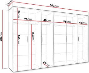 Гардероб Малага шесткрилен-Черен