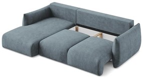 Син шенилов сгъваем ъглов диван (ляв ъгъл) Leila – Makamii