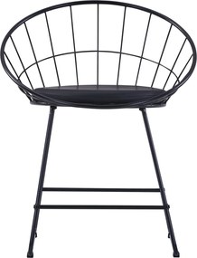 276236 vidaXL Трапезни столове, седалки изкуствена кожа, 6 бр, черни, стомана