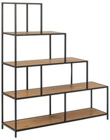 Черна етажерка за книги от дъб 135x150 cm Seaford - Actona