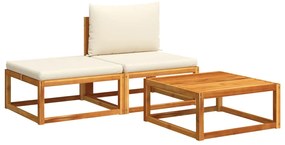 4008166 vidaXL Градински комплект от 3 дивана с възглавници, дърво, акация и въже