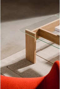 Масичка за кафе със стъклен плот в естествен цвят 86x132 cm Naiko – noo.ma