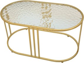 Бяла/златистa масичка за кафе със стъклен плот 50x90 cm Antalia – Mauro Ferretti