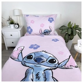 Светлорозово единично памучно детско спално бельо 140x200 cm Lilo &amp; Stitch "Pink" – Jerry Fabrics