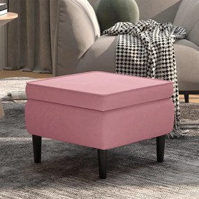 Sonata H Табуретка с дървени крака, розова, кадифе