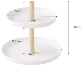 Бяла стойка с 2 купи за съхранение и детайли от букова дървесина Tosca - YAMAZAKI