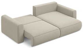Бежов кадифен разтегателен ъглов диван с място за съхранение (десен ъгъл) Kapua – Makamii