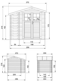 Барака с навес - 256 x 200 см – 5 м2