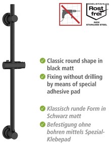 Черна самоподдържаща се душ-плоча от неръждаема стомана 70 cm - Wenko