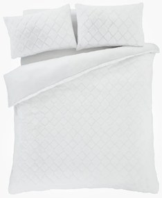 Бяло двойно удължено спално бельо от микроплюш 230x220 cm Cosy Diamond – Catherine Lansfield