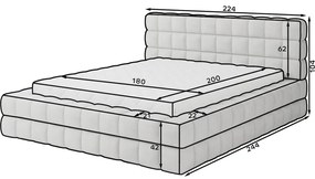 Сиво двойно легло 180x200 cm тапицирано с място за съхранение с включена подматрачна рамка Dizzle – ELTAP
