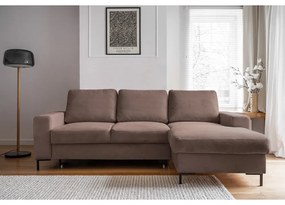 Кафяв разтегателен ъглов диван от рипсено кадифе (десен ъгъл) Lofty Lilly – Miuform