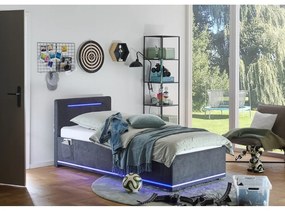 Тъмносиво тапицирано детско легло 90x200 cm с място за съхранение с включена подматрачна рамка Circle – Meise Möbel