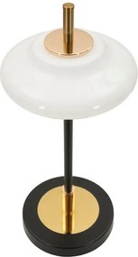 Бяла/черна настолна лампа със стъклен абажур (височина 46 cm) Vintage – Mauro Ferretti